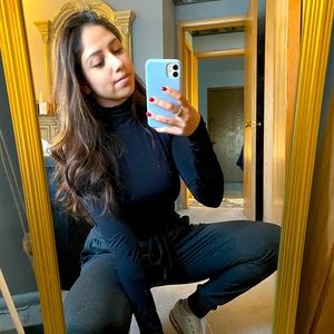 Black Turtleneck Silky Top